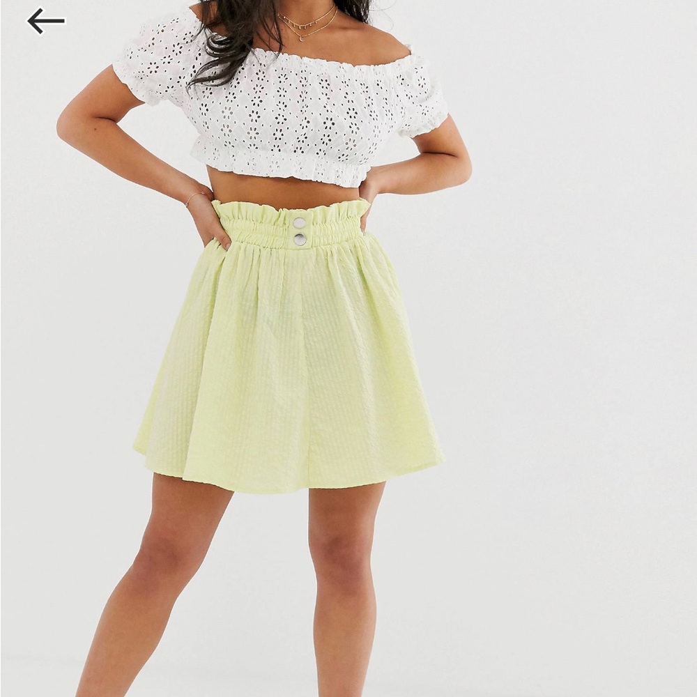 Yellow Mini Skirt with Shirred Waistband